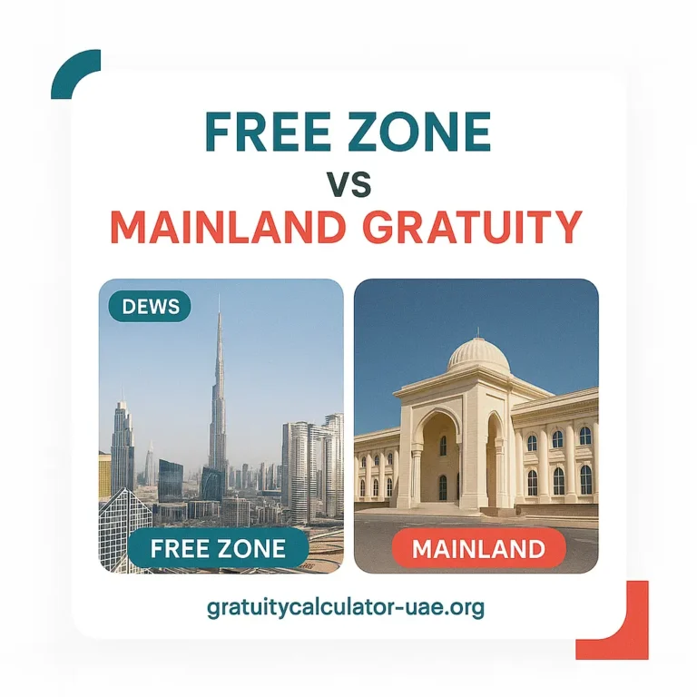 Compare UAE Free Zone and Mainland gratuity systems (DEWS vs traditional EOSB)